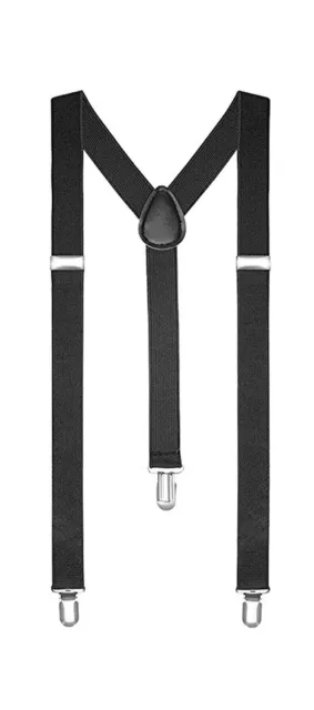 Pack Of 10 Black Adjustable Unisex Braces Mens Trouser Party Elastic Suspenders