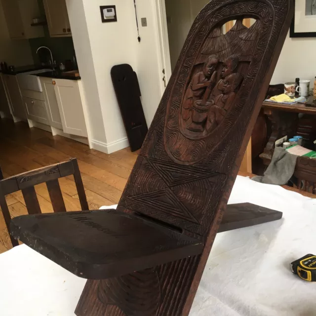 Vintage Hardwood Hand Carved African Birthing Chair