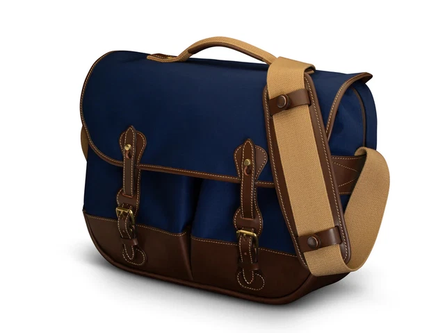 Billingham Eventer Mk II lona marina/cuero chocolate