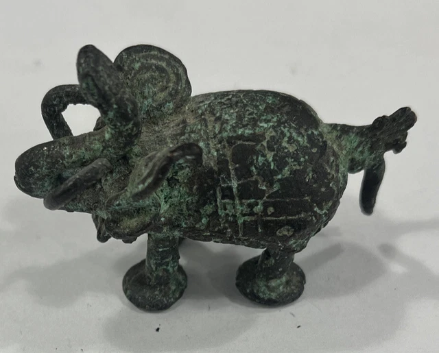 Vintage Dragon Elephant Asia Antique Opium Weight Patina Bronze China 3.3 OZ