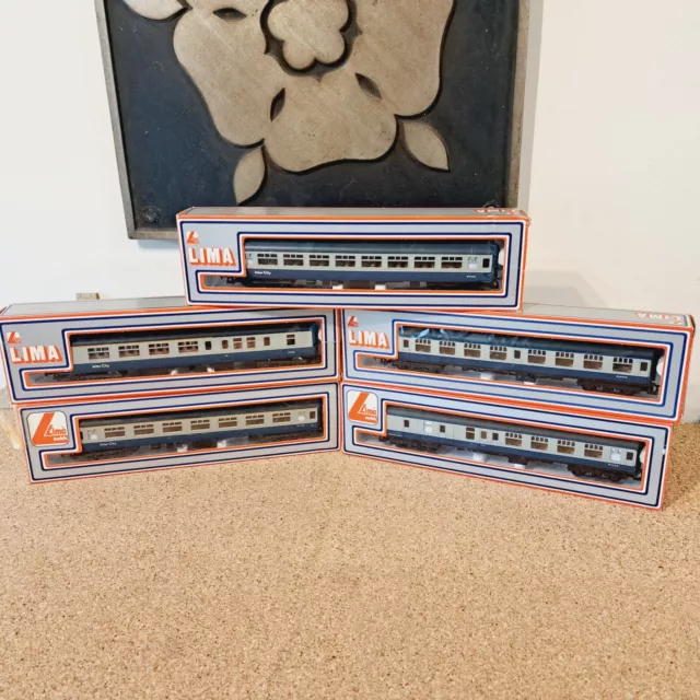 Lima Oo Gauge Rake Of 5  Br Blue / Grey Coaches   Mint Boxed Condition