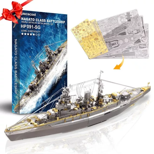 Piececool Nagato Battleship 3D Laser Cut DIY Model Hobby Building kit Metal Mode