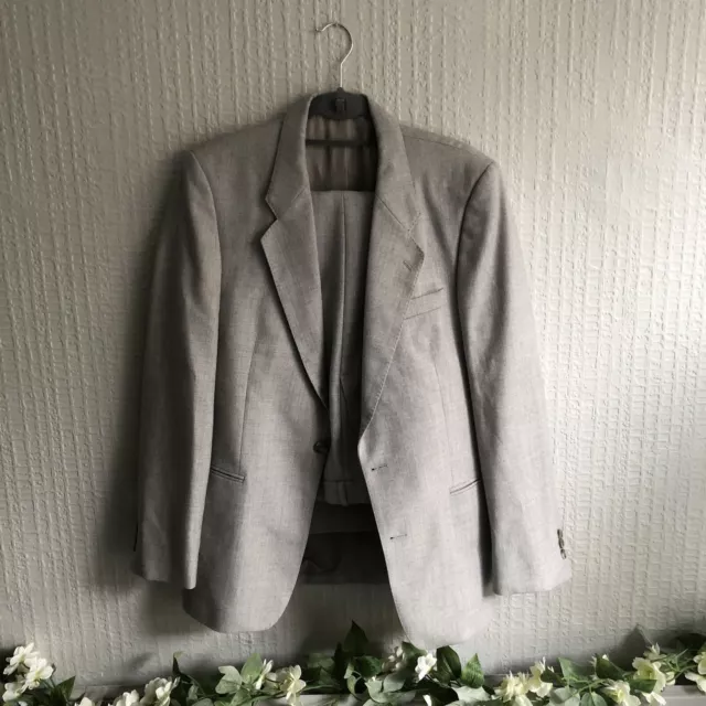 Abito Uomo Vintage Originale Van Gils Grigio Chiaro 40R Pantaloni W30 L29