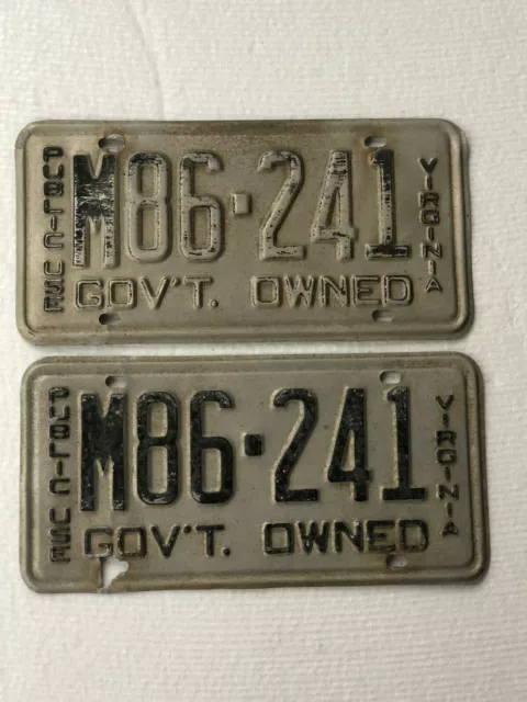 1950's Virginia Silver Black License Plate Pair M86-241 Public Use Municipal VA