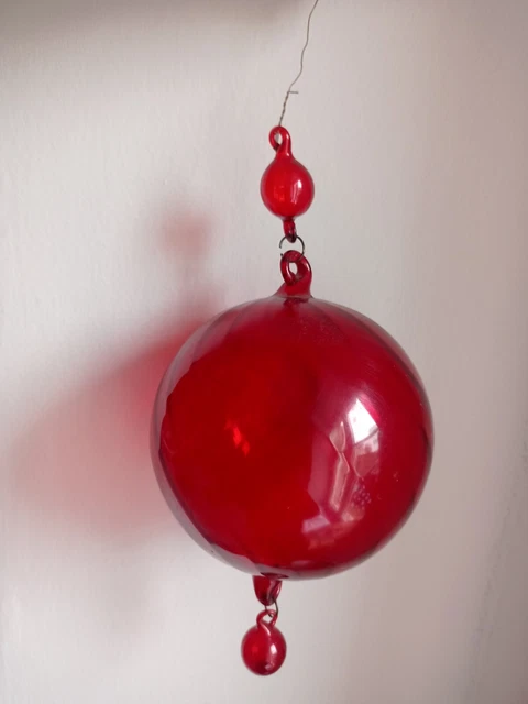 ANCIENNE Boule de Noël verre .. cristal "Meisenthal" ? EN BEL ETAT