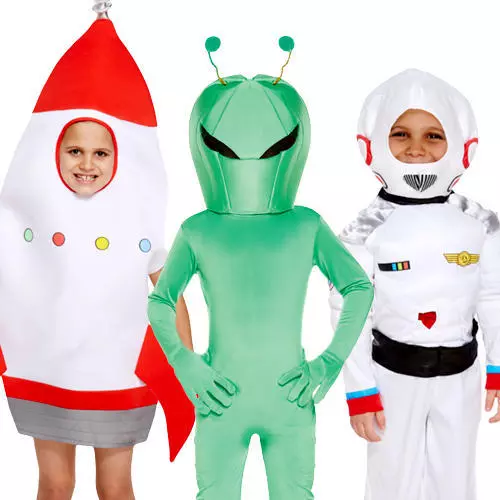 Space Kids Fancy Dress Alien Halloween Boys Girls Sci Fi Martian Childs Costume