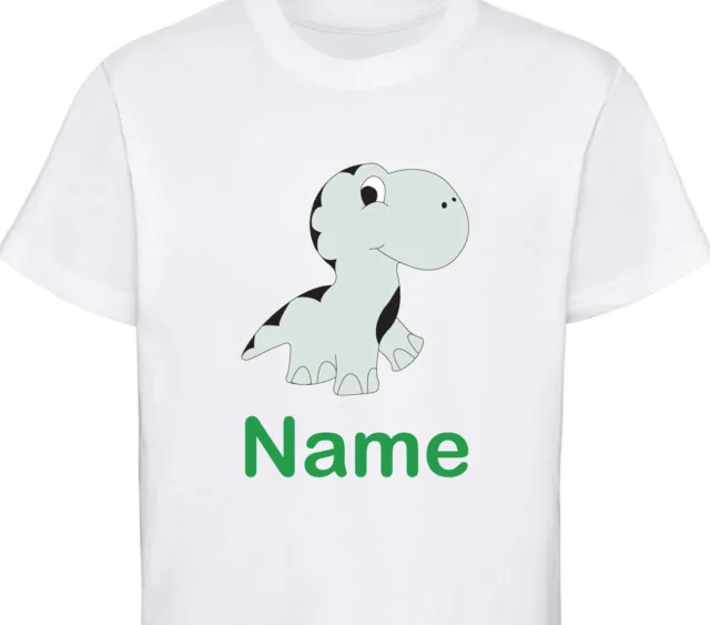 Childrens Personalised Dinosaur T-Shirt Brontosaurus Girls Boys Tshirt Gift