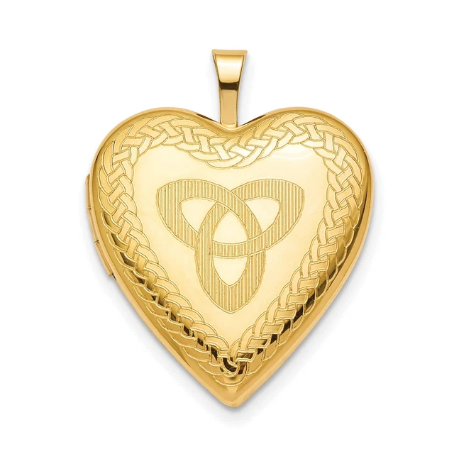 Gold-Plated Sterling Silver Celtic Triquetra Sign On Shaped Heart Locket