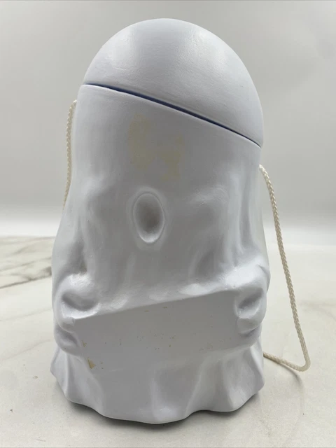 Vintage 1989 Mars Inc. Ghost Bucket Halloween Trick or Treat Pail & Lid 9" Tall