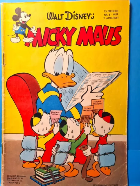 Micky Maus Heft Nr.8 mit allen Festen Beilagen 1957  Wert in Z 1 150,-€ (1521)