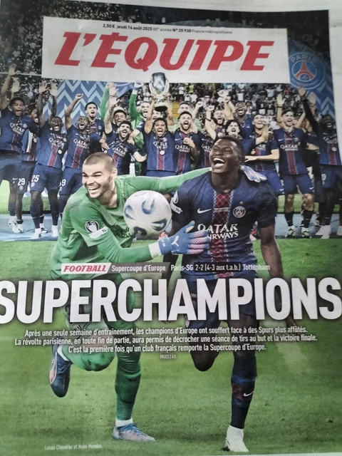 L ' ÉQUIPE 22 AOÛT 2025 ⚽🗼PARIS-SG ⚜ COMME DES