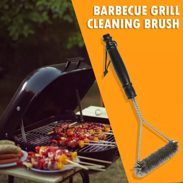 BBQ Grill Barbecue Cleaning Brush Stainless Steel Wire Bristles Triangle Brush