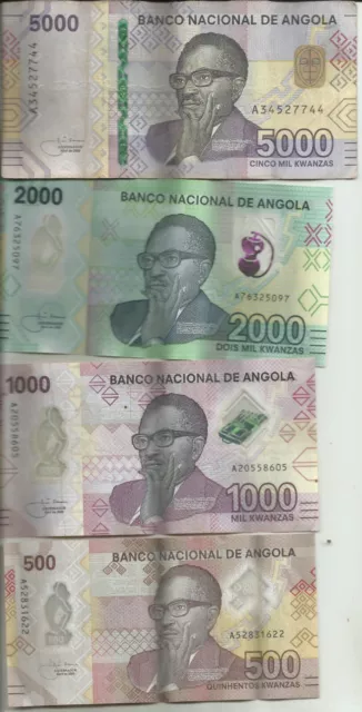 Angola Lot Set 5000-2000-1000-500 Kwanzas 2020. Bargain. 4Rw 28Feb