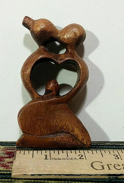 Small Hard Wood Abstract Art Sculpture, Hand Carved Made in Bali, Indonesia, NEW