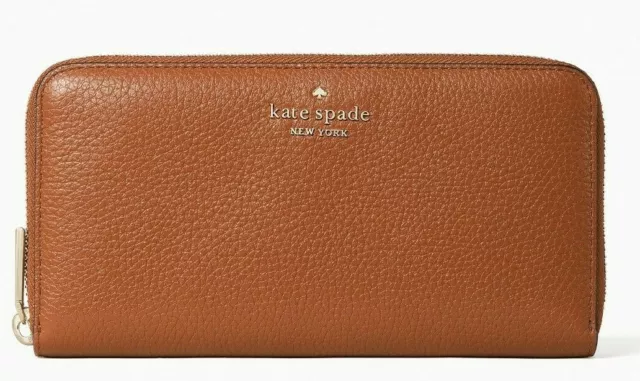 Kate Spade Leila Large Continental Wallet Brown Leather ZipAround WLR00392 FS