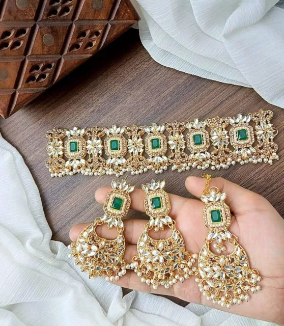 Kundan Choker Set  with Earring & tikka Indian/Pakistani Bridal/Partywear (57) 2