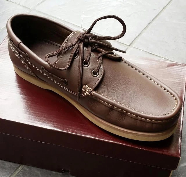NEW GENUINE BRITISH Military Issue Brown Leather Boat Deck Shoes Suede