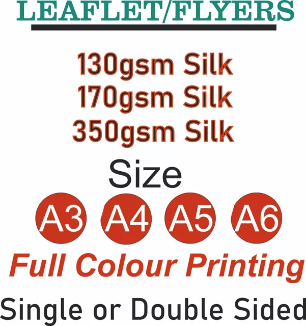 A3/A4/A5/A6 Flyers Leaflets Printed Full Colour 170gsm 130gsm 350gsm Silk