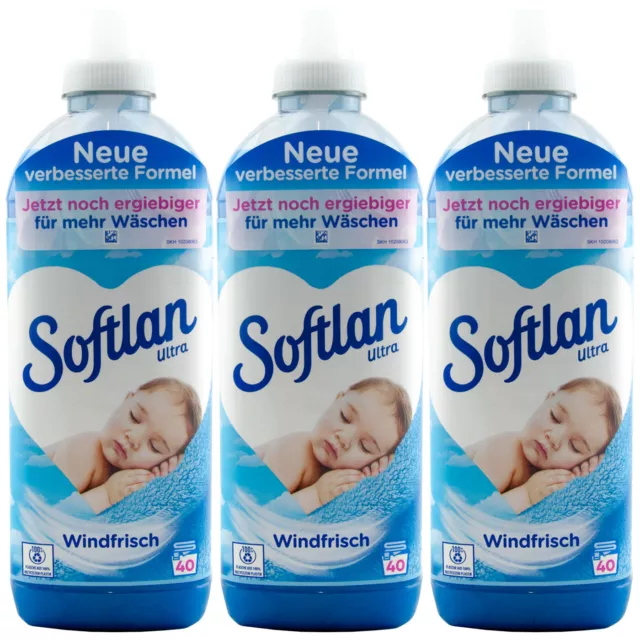 Softlan Ultra Fabric Softener Windfrisch 3 x 1 Litre 40WL - Intensive Scent