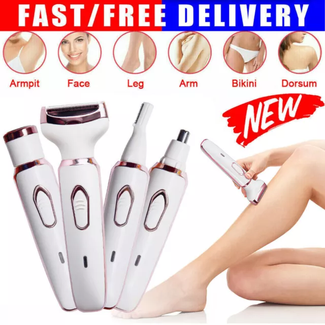 4-in-1 Electric Women Lady Shaver Hair Arm Leg Bikini Face Remover Razor Trimmer