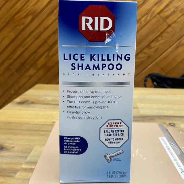 Rid Lice Killing Shampoo Lice Treatment with 2 Comb 8 fl oz Exp 08/2025 USA Made