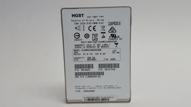 HGST EMC Ultrastar HUSMM1640ASS200 400 GB SAS 3 2.5 in SSD