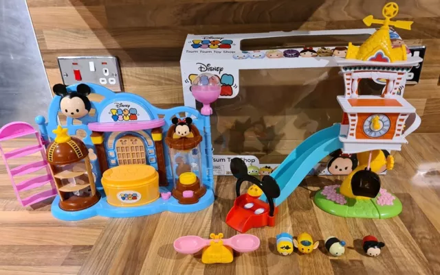 Disney Tsum Tsum Toy Shop + Clock Tower Playset & figures *Excellent Condition*