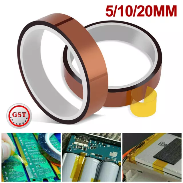 2x 33M 10-20mm Kapton Tape High Temperature Heat Resistant Polyimide 3D Printer