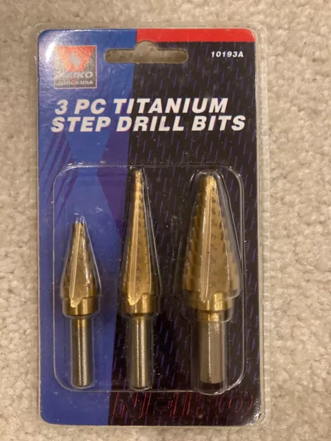 Neiko Tools Usa 3 Piece Titanium Step Drill Bits 10193A