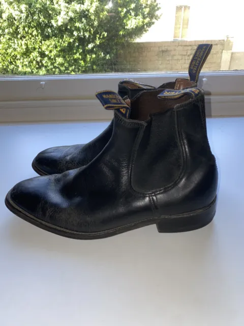 Baxter Dress Patrol Boots Size 9.5 Mens Black Leather Chelsea Pull On Gusset VGC