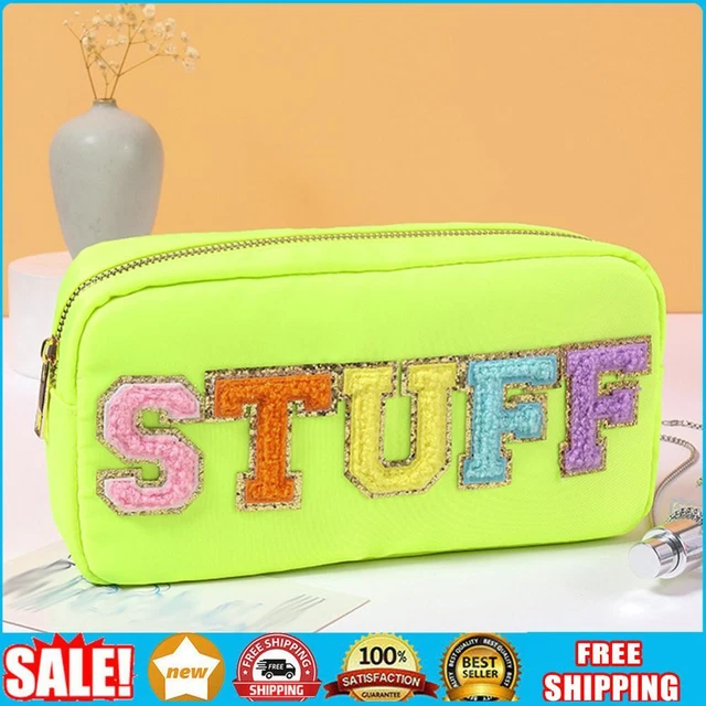 Set 2 Borse Trasparenti In Nylon Con Lettere In Ciniglia Glitterate – 30x21 Cm