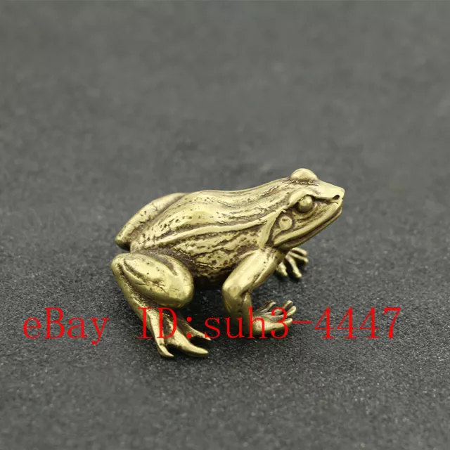 Chinese Handmade Copper  Brass Frog Small Fengshui Statue Ornament