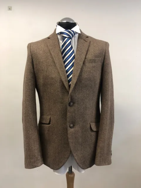 Jeff Banks Debenhams Suit Tweed Jacket/Blazer Wool Blend Elbow Patches 42R Bnwot
