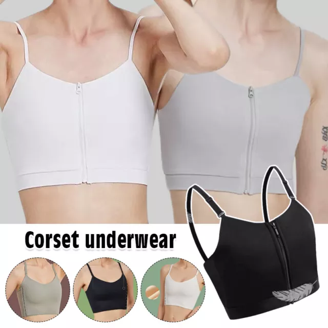 Tomboy Trans Lesbian Corset 3 Rows Clasp Elastic Tank Top Sport Bra  Underwear (Color : Gray, Size : X-Large) : : Clothing, Shoes &  Accessories
