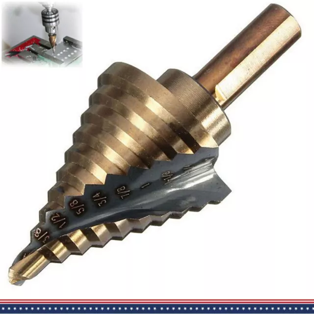 10-Sizes Spiral Flute Step Drill Bit Stainless Steel Multiple Hole Opener Cutter