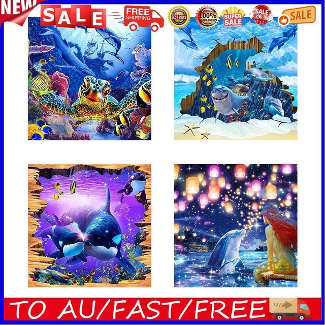 5D DIY Diamond Painting Kits Underwater Animal Full Round Drill Crafts Mosaic
