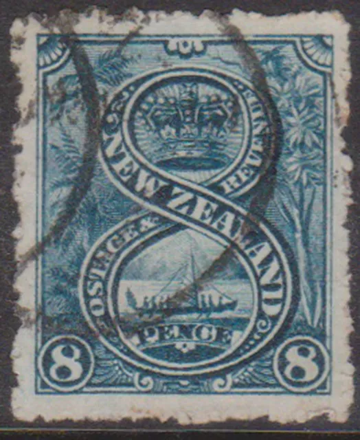 (F231-103) 1898 NZ 8d blue Canoe stamp (DB)