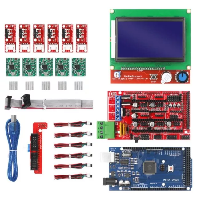 RAMPS 1.4 Controller+Boa+RAMPS LCD+Limit Switch+Stepper Motor Dri+Heaink+Cable 2