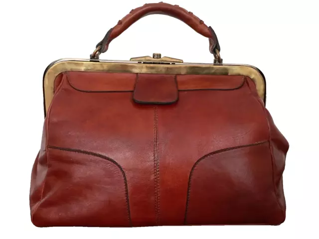 Antiker kleiner Hebammenkoffer/ Arztkoffer Leder braun