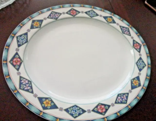 Pfaltzgraff Atmosphere Crystaflora Large Serving Oval Platter 14 3/4" X 13"