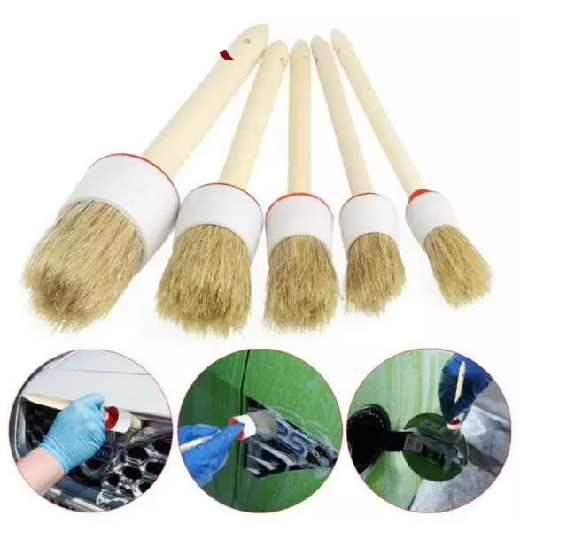 5pcs Car Detail Brush Wash Auto Detailing Cleaning Kit Engine Wheel Brushes