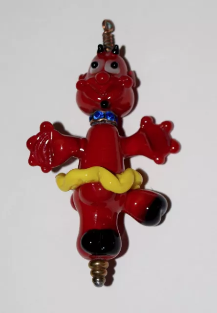 Handmade Glass Lampwork Bead DANCING DEVIL approx 2 1/2 inches tall