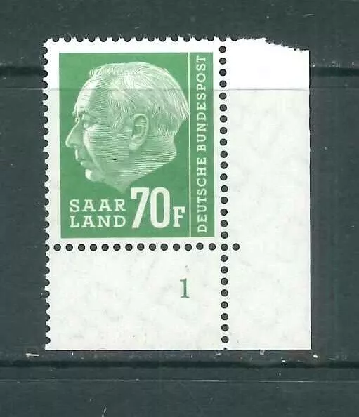 Saarland Michel-Nr. 423 Eckrand / Ecke 4 mit Formnummer 1 ** postfrisch
