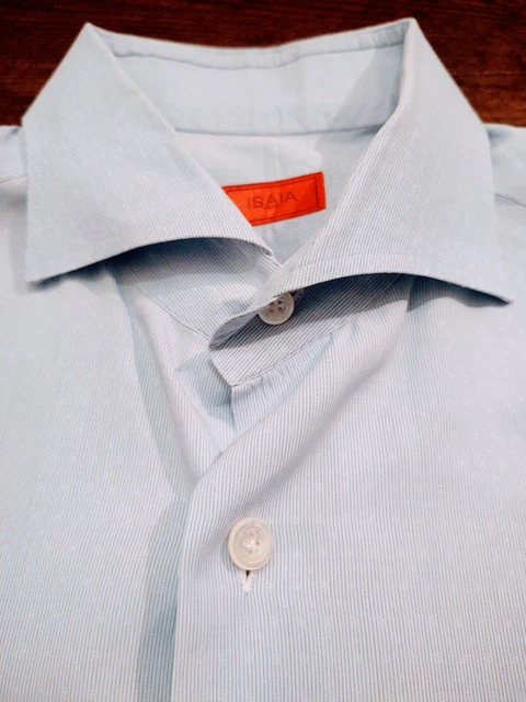 ISAIA Napoli Size 42 16 1/2 34 Shirt MADE IN ITALY, Extremely Faint Polka-Dots