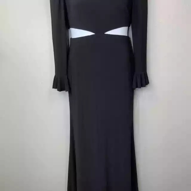 MAC DUGGAL CUTOUT Gown Womens 6 Black Long Maxi Puff Shoulder Long ...