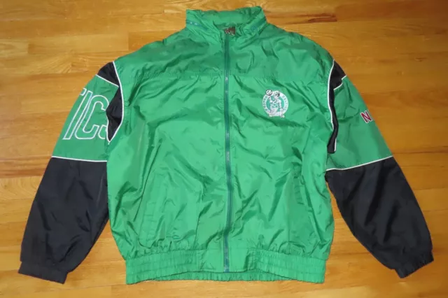 Vintage 80s Starter BOSTON CELTICS Zippered XL Windbreaker Jacket w/ Hidden Hood
