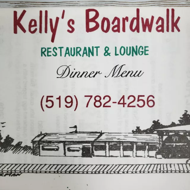 Kelly’s Boardwalk Dinner Menu William St Port Stanley Ontario Defunct Restaurant