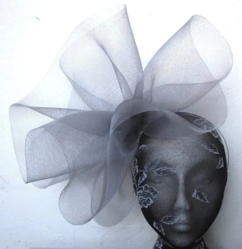 grey crin fascinator headband headpiece wedding party piece race ascot