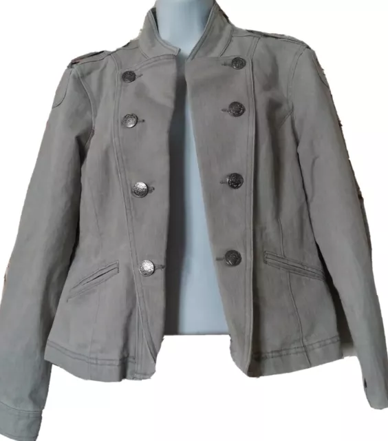 Christopher & Banks Jacket S Gray Lightweight Denim Military Style Fall Blazer