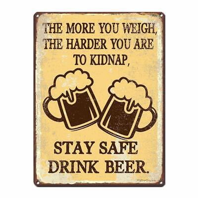 Retro Metal Tin Signs Stay Safe Drink Beer Plaque Iron Pub Bar Wall Poster